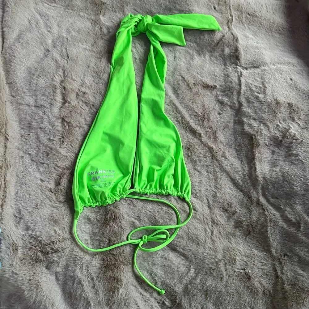 Frankies bikinis neon lime green wrap bikini top